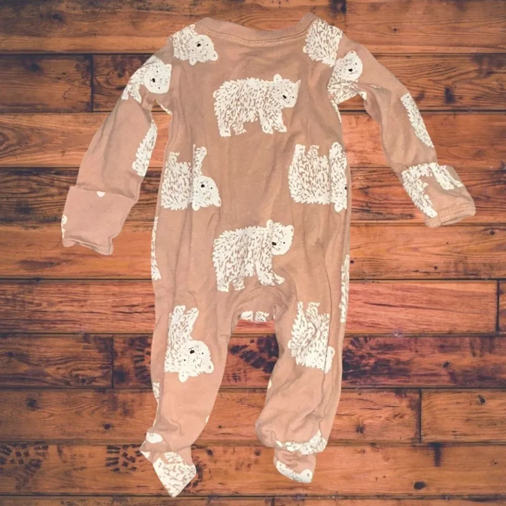 5‎ for $25🔥Carter's Tan Bear Print Footie Pajamas Newborn